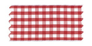 Checked Taffeta Ribbon - White/Red