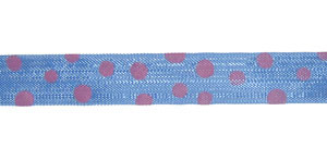 Polka Dots on Rayon Trimming - Pink Polka Dots on Cornflower