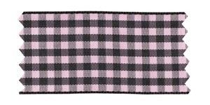 Checked Taffeta Ribbon - Black/Pink