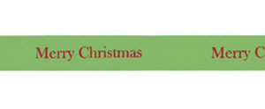 Merry Christmas on Lemon Grass Ribbon - Tidings on Rayon Trimming