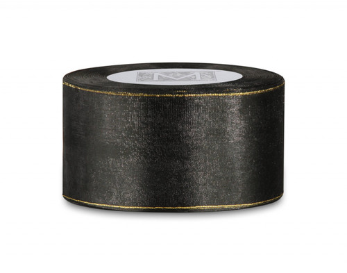 Gold & Silver Edged Organdy  - Black/Gold Edged