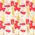 Brushstrokes - Pink, Red, and Gold Metallic on Cream Gift Wrap