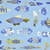 Fish Light Blue Navy/White/Gold Foil Gift Wrap