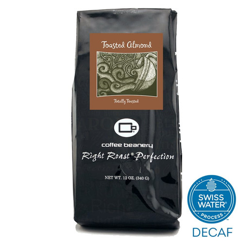 Coffee Beanery Toasted Almond Flavored Coffee Swp Decaf 12 Oz. (whole Bean)