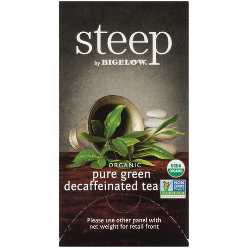 Steep By Bigelow Organic Decaffeinated Pure Green, Tea Bags, 20 Count