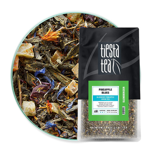 Tiesta Tea Pineapple Blues, Blueberry Pineapple Loose Leaf Green Tea, 16 Oz