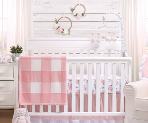 The Peanutshell Farmhouse Baby Girl Pink 3-piece Crib Bedding Set
