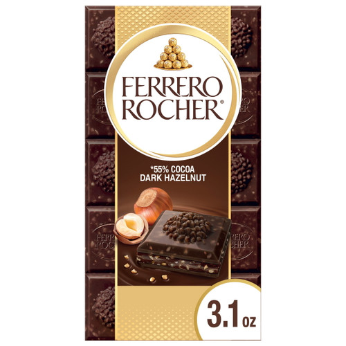 Ferrero Rocher Premium Chocolate Bar, Dark Chocolate Hazelnut, Holiday Chocolate, Great For Holiday Gift Baskets, ​3.1 Oz