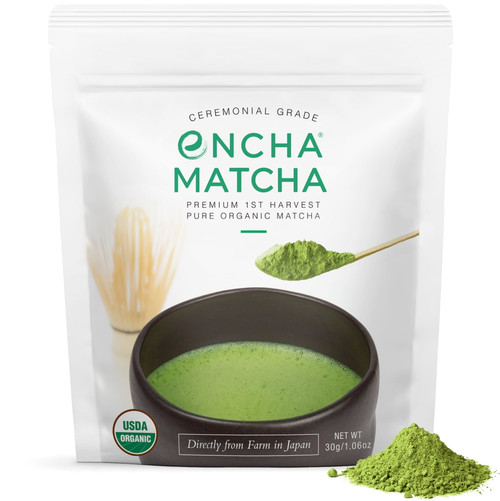 Encha Matcha Green Tea Powder, Organic Ceremonial Grade First Harvest, Uji Japan, 30g