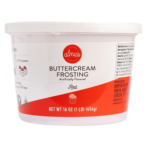 Almas Red Buttercream Frosting, Icing, 16 Oz Tub