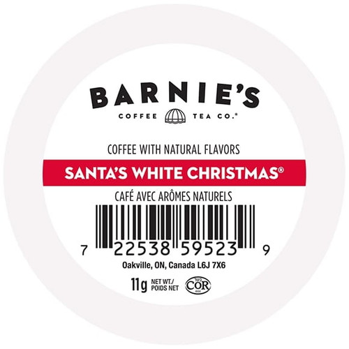 Barnie's Santa's White Christmas Medium Roast Coffee, For Keurig K Cups Brewers, 24 Count