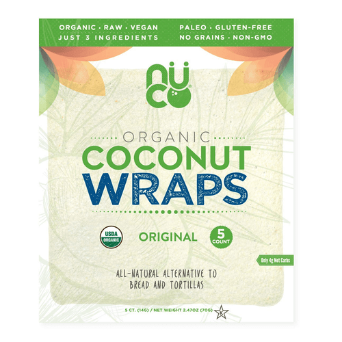 Nuco Organic Vegan Gluten Free Raw Original Coconut Wraps, 2.47 Oz [pack Of 12]
