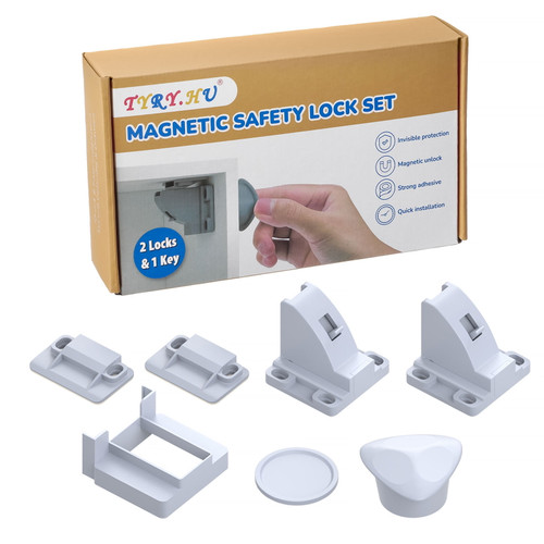 Tyry.hu Magnetic Cabinet Locks For Baby Proofing Latch 2 Locks And 1 Key For Cabinets,drawers,cupboards
