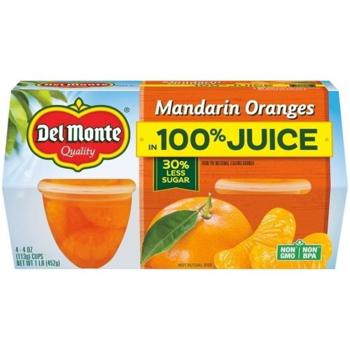 Del Monte Mandarin Oranges In 100 Percent Juice, 4 Count -- 6 Per Case.