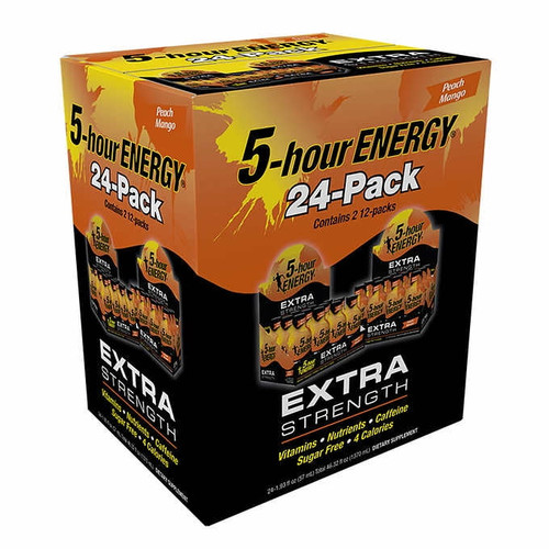 5-hour Energy Shot, Extra Strength, Peach Mango, 1.93 Fl. Oz, 24-count