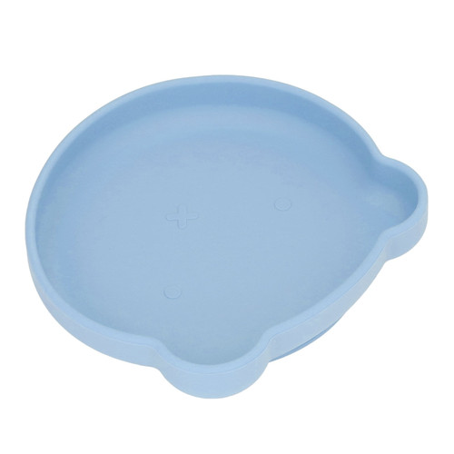 Baby Silicone Utensil, Soft Touch Baby Suction Plate  For Lunch Grey Blue