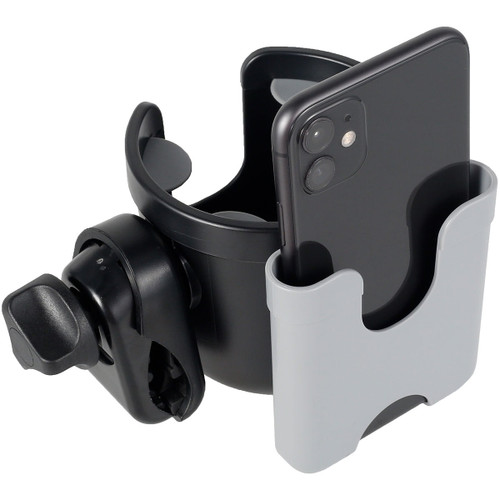 Aohao Stroller Cup Holder For 0.6-1.7inch Rod 2-in-1 Pushchair Bottle Rack With Phone Storage Box Baby Bottle Organizer For Strollers Wheelchairs Bicycles Scooters