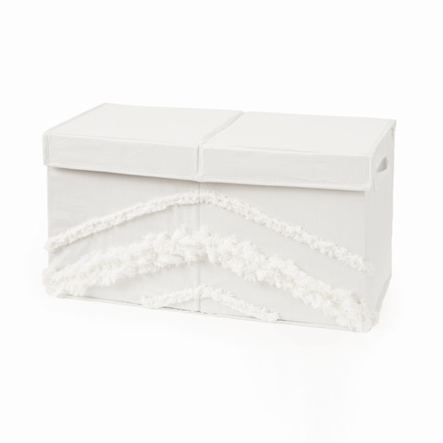 Boho Fringe Ivory Tufted Storage Fabric Toy Box By Sweet Jojo Designs