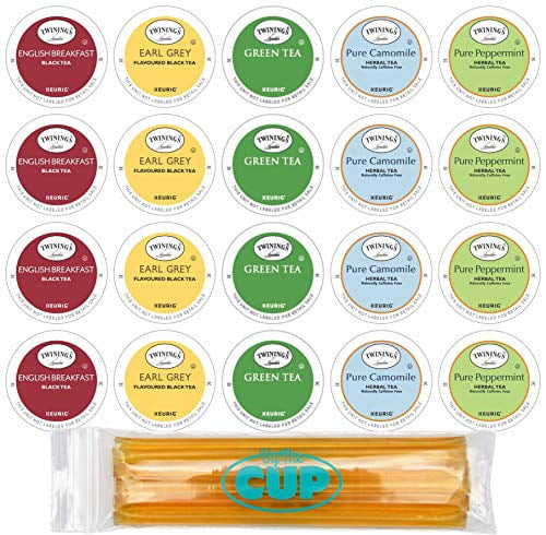Twinings Tea Sampler Keurig K Cups Assortment 20 Count With 10 By The Cup Honey Sticks
