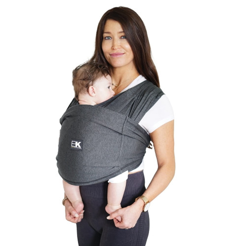 Baby K’tan Active Yoga Baby Wrap Carrier, Infant And Child Sling - Simple Pre-wrapped Holder For Babywearing - No Tying Or Rings, Heather Black, M (w Dress 10-14 / M Jacket 39-42)