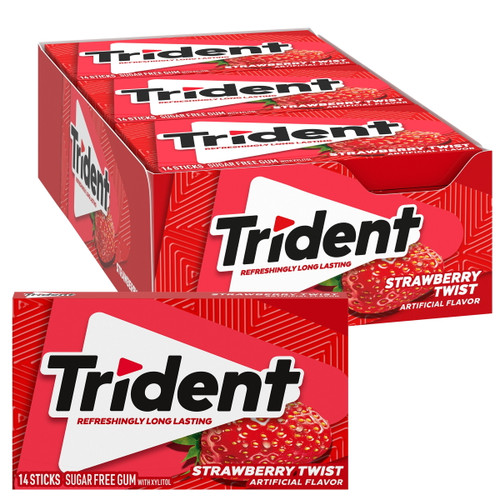 Trident Strawberry Twist Sugar Free Gum, 12 Packs Of 14 Pieces (168 Total Pieces)