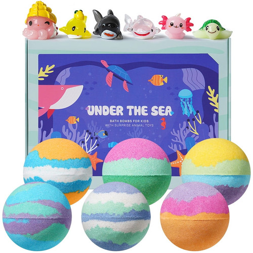 6pcs Bath Bombs Under The Sea Bath Bombs For Kid With Surprise Toy