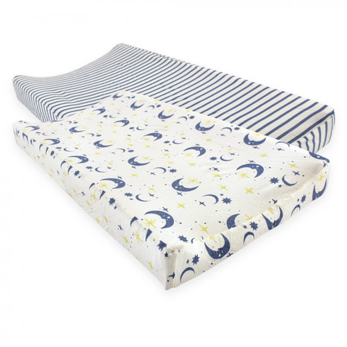 Touched By Nature Baby Organic Cotton Changing Pad Cover, Moon, One Size