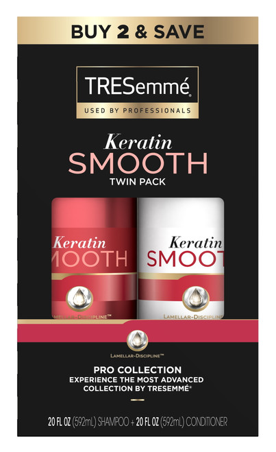 Tresemmé Used By Professionals Clarifying Frizz Control Daily Shampoo & Conditioner With Keratin, Full Size Set, 2 Piece
