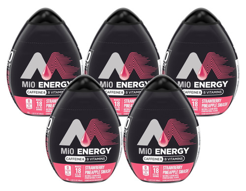 Mio Energy Strawberry Pineapple Smash Liquid Water Enhancer, Caffeinated, 1.62 Fl Oz Bottle (pack-5)