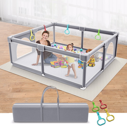 Bubblbay Play Yard For Baby And Toddlers With 4 Pull Ring And 1 Storage Bag Anti-slip Sucker