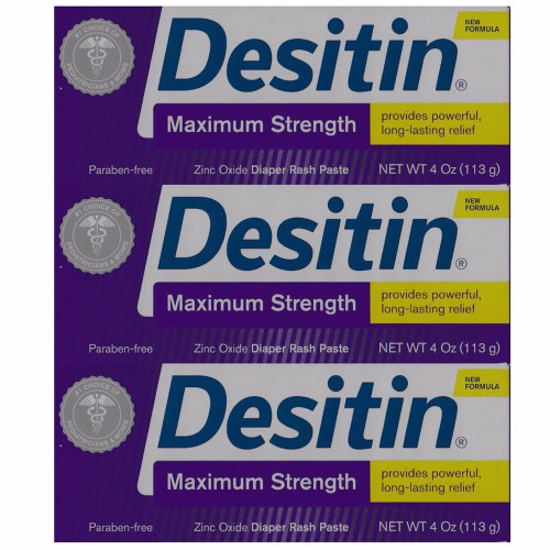 Desitin Maximum Strength Paste Zinc Oxide Diaper Rush 3x4 Oz. Each