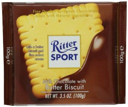 Ritter Sport Milk Chocolate With Butter Biscuit, 100g