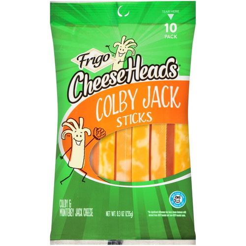 Frigo Cheese Heads Premium Snacking Wisconsin Colby Jack Natural Cheese Stick, 0.83 Oz, 10 Ct