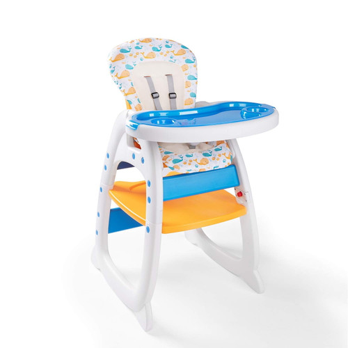 Gizcam Baby High Chair, 2 In 1 Convertible Table And Chair Set With Cushion Feeding Booster Seat With Adjustable Removable Tray, High Chair For Toddler 3-position Adjustable Seat Back,blue