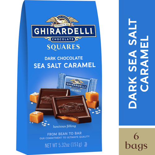 Ghirardelli Dark Chocolate Squares With Sea Salt Caramel Filling – 5.32 Oz., 6 Bags