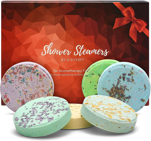 Cleverfy Red Shower Steamers Gift Set – 6 Aromatherapy Relaxation Tablets