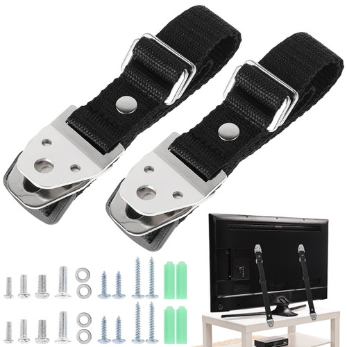 Yous Auto 1 Pair Of Tv Anchor Strap For Baby Proofing/secure Wall-mounted Anti-tip Kit Earthquake Resistant Tv Safety Straps For Flat Screen Tvs Dresser Cabinet