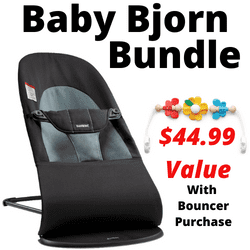 Baby Bjorn Bouncer Black/dark Grey + Flying Friends Toy Bar Bundle