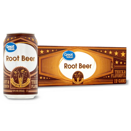 Great Value Root Beer Soda Pop, 12 Fl Oz, 12 Pack Cans