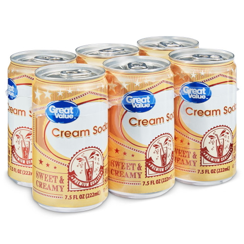 Great Value Cream Soda, 7.5 Fl Oz, 6 Pack Cans