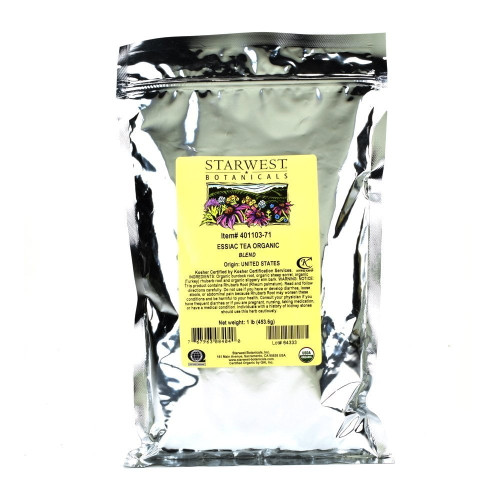 Organic Essiac Tea, 1 Pound, Ingredients: Organic Burdock Root, Organic Sheep Sorrel, Organic (turkey) Rhubarb Root And Organic Slippery Elm Bark. By Starwest Botanicals Ship From Us