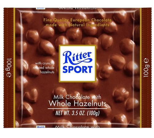 Ritter Sport Milk Chocolate With Whole Hazelnuts 100g