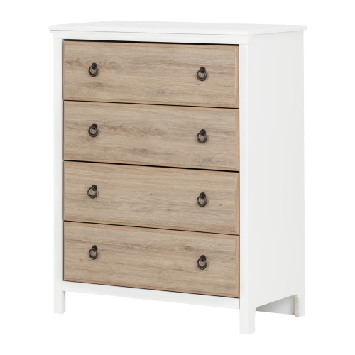 South Shore Cotton Candy  4-drawer Chest Pure White And Rustic Oak