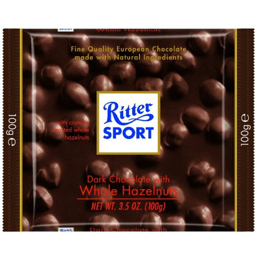 Ritter Sport, Dark Chocolate With Whole Hazelnuts (pillow Pack), 3.5-ounce Bars (pack Of 8)