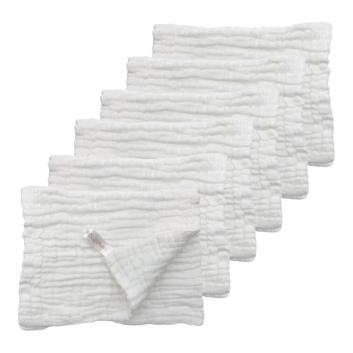 20 X 10 Inch Muslin Burp Cloths 6 Absorbent Layers Baby Burp Rags Soft Burping Cloth Diapers Multicolor Muslin Washcloths For Newborn Boys Girls Baby Shower, 6-pack White