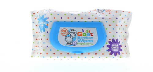 Goat Kids Bamboo Wipes Fragrance Free W/ Goatsmilk, 80's Pack, 17 Oz