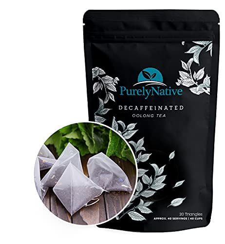 Decaffeinated Oolong Tea Bags, Great For Caffeine Free Hot Brew, Iced Or Kombucha Tea | Organic Decaf Oolong Tea Triangles | 20 Tea Bag Sachets Makes 40 Cups Of Tea