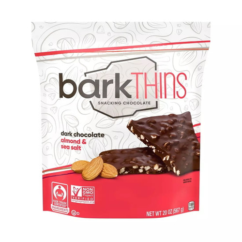 Bark Thins, Dark Chocolate Almond With Sea Salt 20 Oz. By Bark Thins Snacking Chocolate