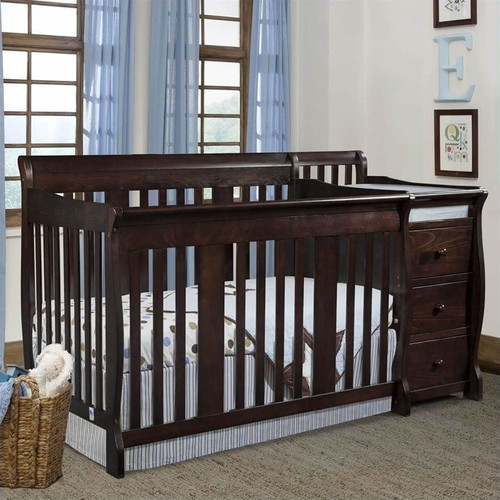 Kingfisher Lane 4-in-1 Convertible Crib And Changer, Espresso