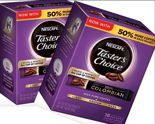 2 Pack Nescafe Tasters Choice 100% Colombian 16 Piece Instant Coffee Single Serve Sticks, 1.69 Oz